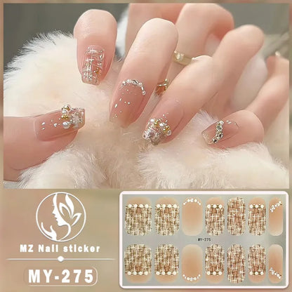Nail Sticker Full Cover Waterproof Nail Art Manicure Decoration Sweet DIY Nail Decail Rhinestones Self Adhesive Manicure INS 
