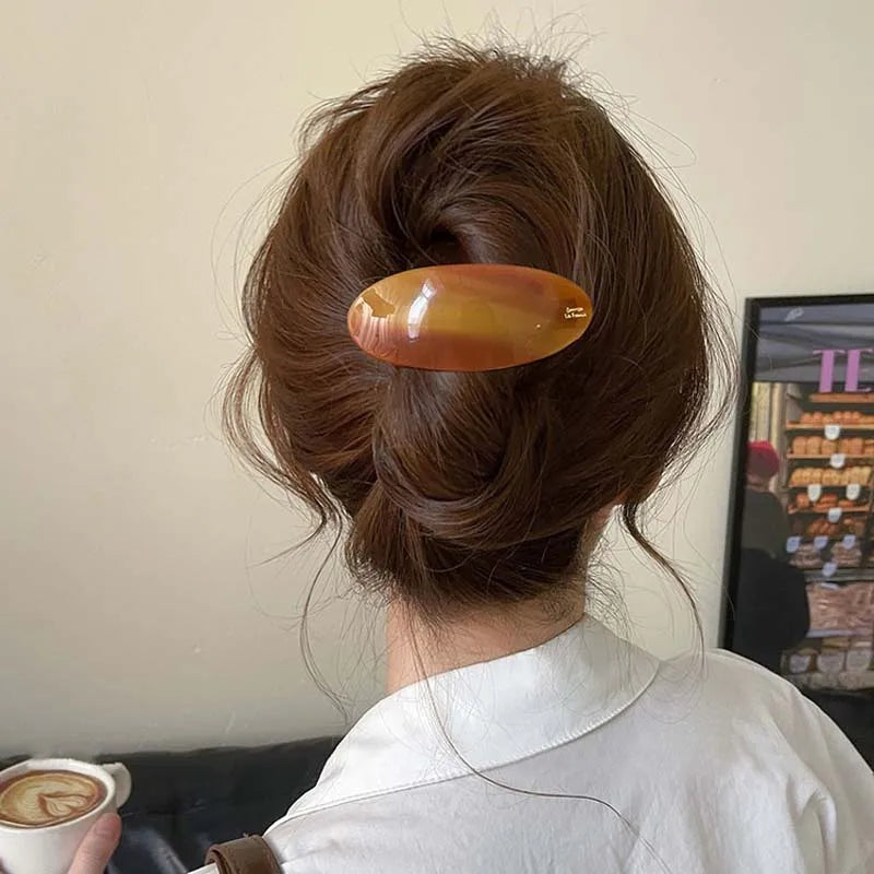 Vintage Acetic Acid Oval Hair Clip for Women Girls Korean Large Spoon Clip Spring Clip Hair Clip Top Clip Hair Accessories