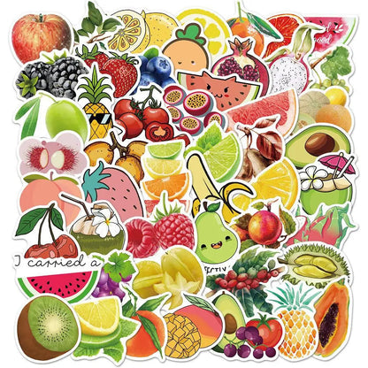 50PCS Vivid Fruit & Vegetables(Grape Cherry Carrot Broccoli) Stickers Pack - B 50pcs