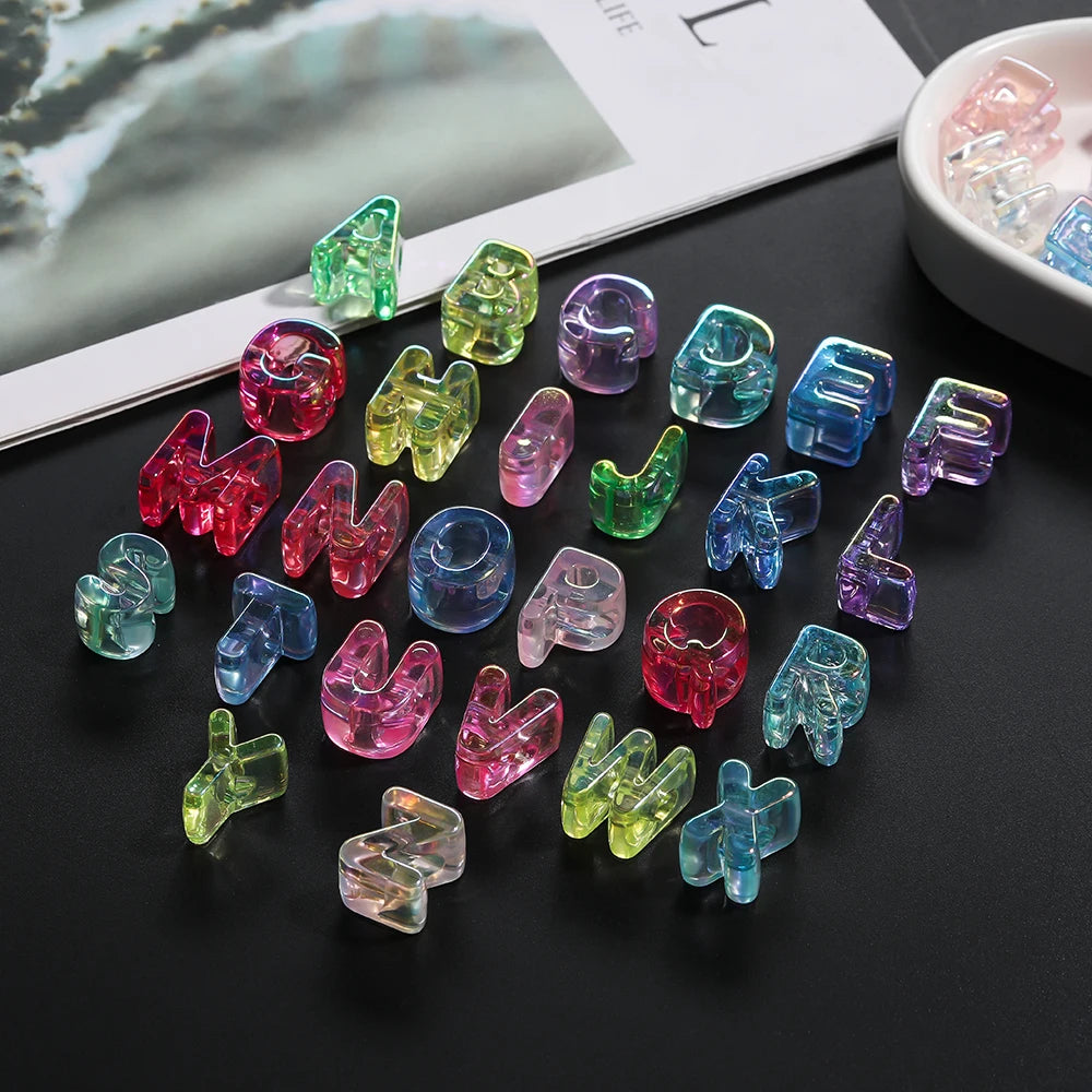 5pcs/lot Multicolour Random Letter Beads Acrylic Transparent Alphabet Bead For Jewelry Making DIY Necklace Keychain Accessori