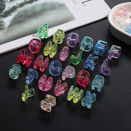 5pcs/lot Multicolour Random Letter Beads Acrylic Transparent Alphabet Bead For Jewelry Making DIY Necklace Keychain Accessori
