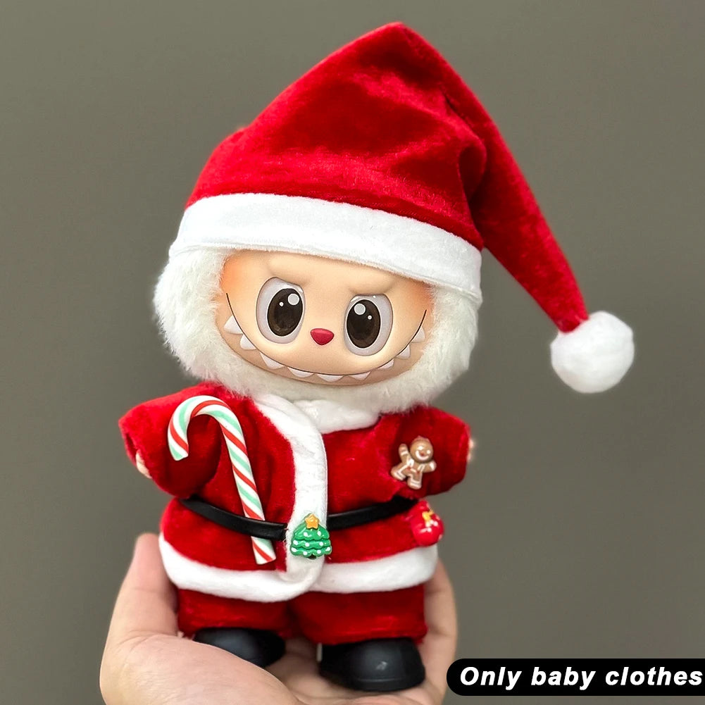 17cm Cute Mini Plush Doll'S Clothes Outfit Accessories For Korea Kpop Exo Labubu Idol Dolls Christmas Knitted Sweater Kid Gif