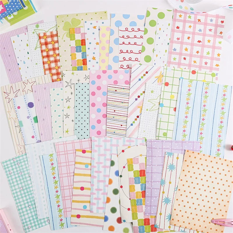 100sheets Ins Wave Point Line Painting Memo Material Paper DIY Handmade Scrapbooking Decor Journal Aesthetic Supplies