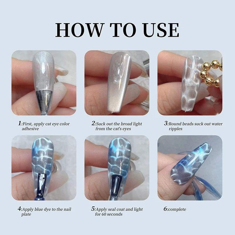 10pcs/20pcs Water Ripple Cat Eye Magnetic Gel Beads Multifunctional Nail Art Flower Carving Cat Magnet DIY Nail Art Design To