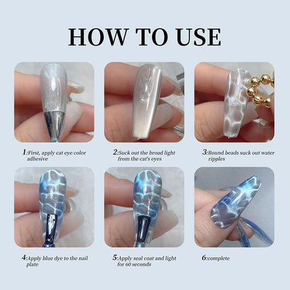 10pcs/20pcs Water Ripple Cat Eye Magnetic Gel Beads Multifunctional Nail Art Flower Carving Cat Magnet DIY Nail Art Design To