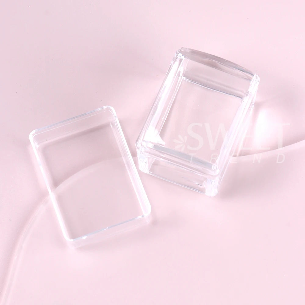 Square Nails Art Stamping Plates Kit French Manicure Transparent Silicone Polish Stencil Template Seal Stamper Scraper Nail T