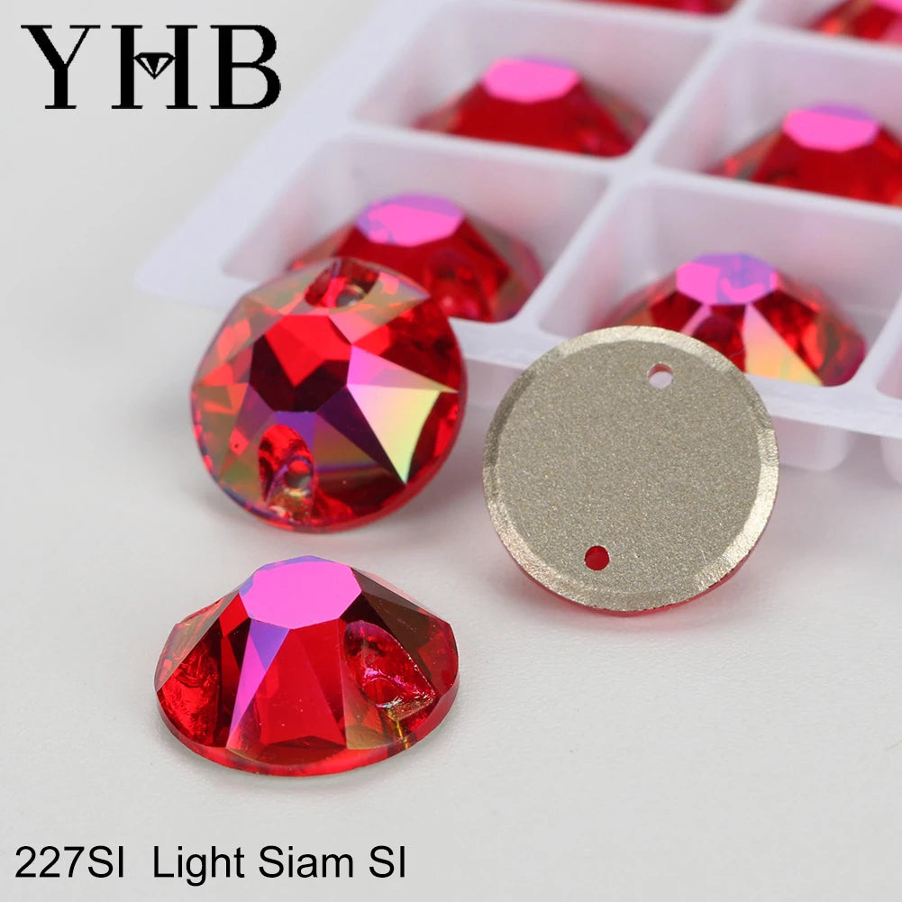YHB Top Quality XIRIUS Glass Crystal AB Moonlight Sewing Stones Flatback Sew on Rhinestones For Garment Clothes Bags