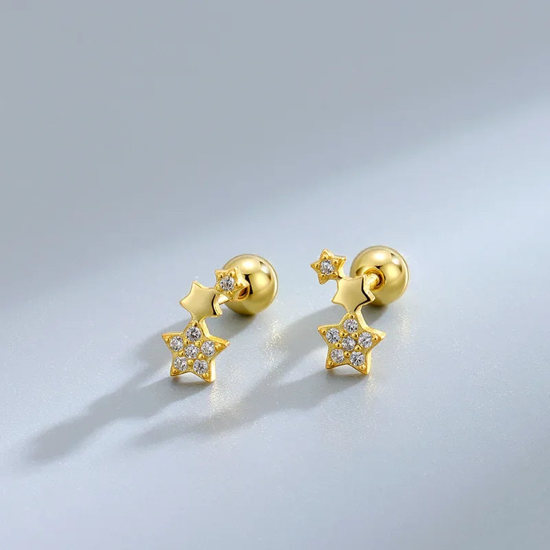 New Fashion Heart Stud Earrings for Women Hypoallergenic Screw Cartilage Helix Earring Girls Piercing Accessories Jewelry Gif