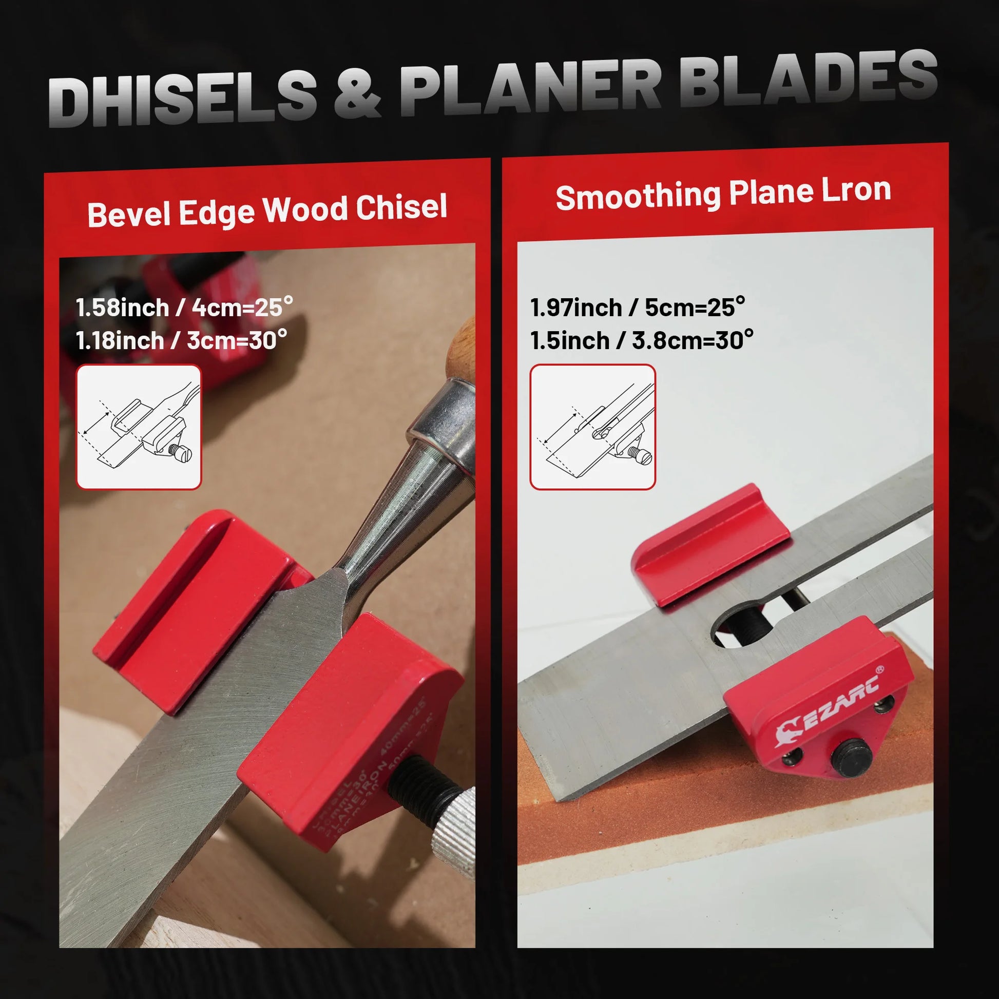 Honing Guide Chisel Sharpening Jig for Chisels 1/8” to 1-7/8” & Planer Blades 1-3/8” to 3-1/8”, Adjustable Angle Guide Sharpe