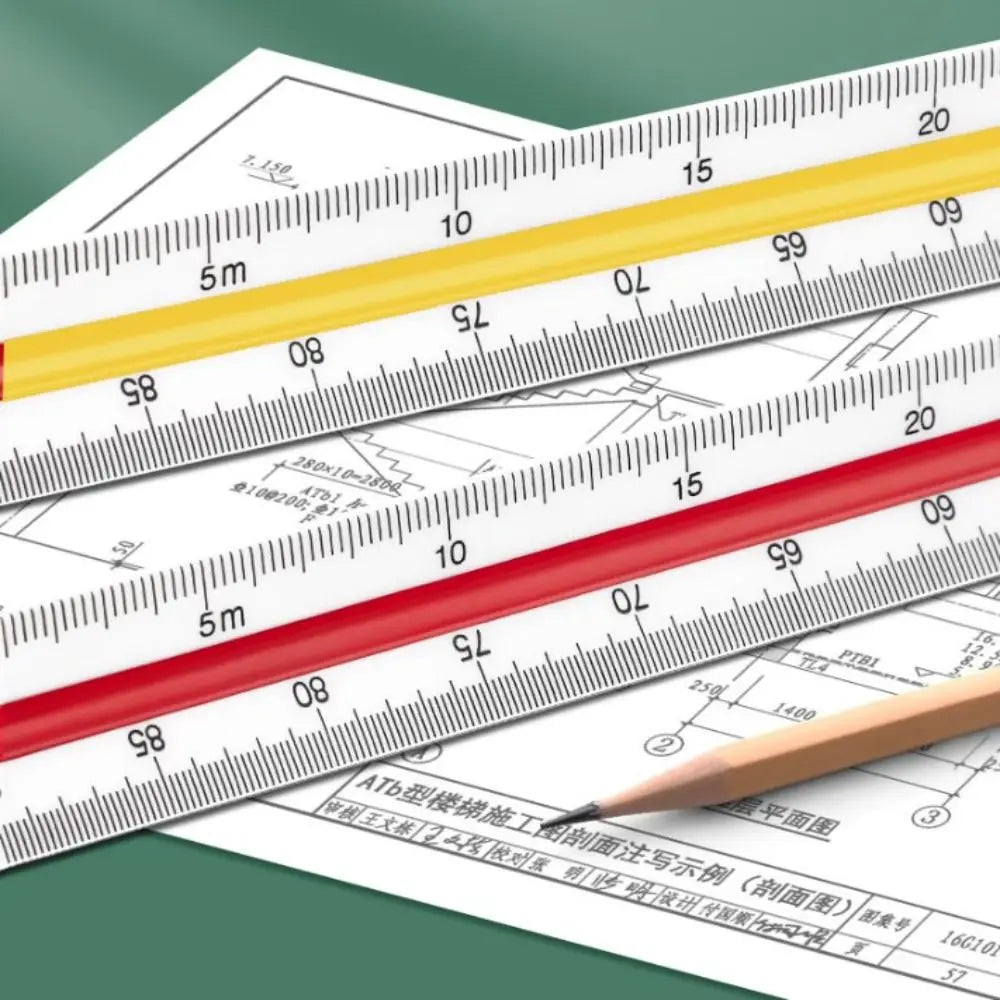 Three-edge scale triangle large-scale drawing indoor architectural drawing magnifying ruler parallel t-shaped garment design 