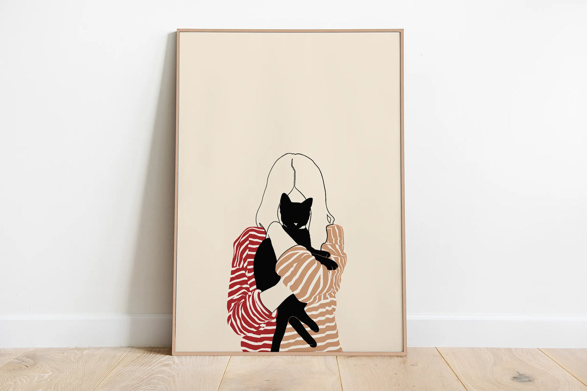 Minimalist Aesthetic Cute Animal Wall Art Illustration Poster Sleepy Kitties Canvas Painting Home Decor Cat Lover Gift - 01 /