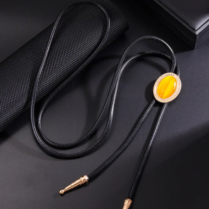 Bolo Tie for Women Men Vintage Crystal Oval Shirt Bowtie Western Cowboy Necktie Luxulry Fashion Jewelry Accessories