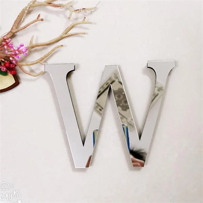 20cm Acrylic Mirror English Letters Wall Stickers Birthday Festival Party Wedding Home Decor Self-adhesive Alphabet Art Mural