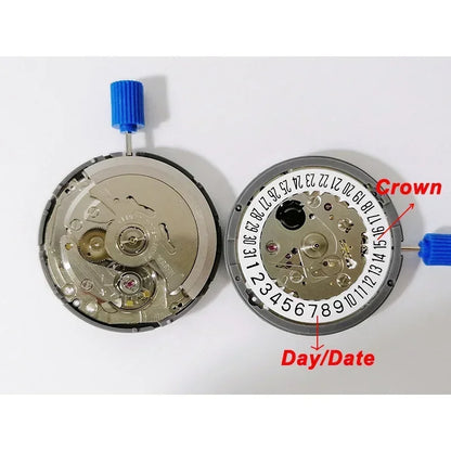 Japan Original Nh35 Movement Crown At 3.8 3 6 Nh35A With Black Date Automatic Mechanical Watch Dial Mods Repair Watchmaker - 
