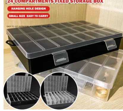 24 Grids Compartment Plastic Storage Box Jewelry Earring Box Bead Screw Container Home Storage Case Display Organizer Contain