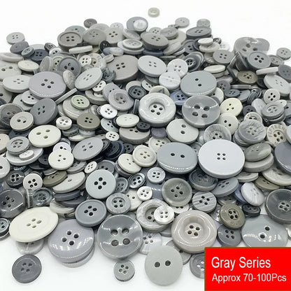 50g/Pack Mix Size Mix color Resin Button 1-3cm Sewing Buttons For Scrapbook Crafts DIY Handmade Sewing Accessories - Gray Ser