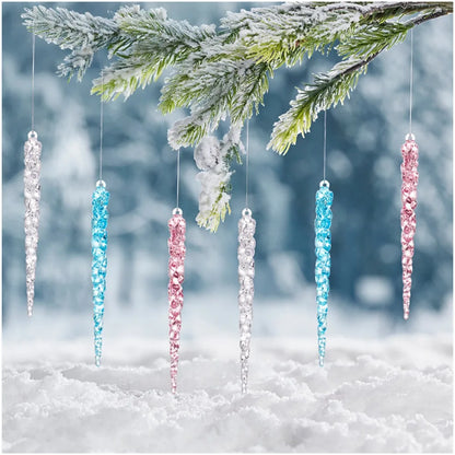 24 pieces of creative Christmas acrylic simulated icicles Christmas tree hanging decorations, suitable for Christmas home dec