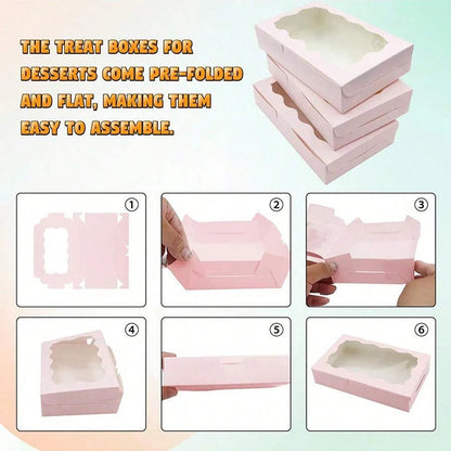 10/20Pcs Kraft Paper Cake Candy Boxes Rectangle Open Window Wedding Jewelry Chocolate Gift Packaging Boxes Baking Party Suppl
