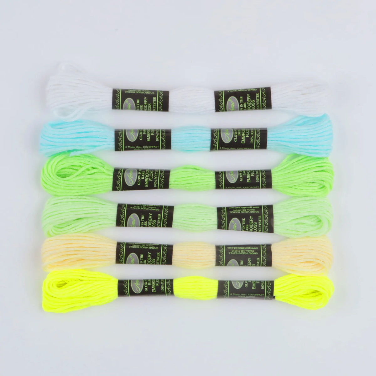 Glow in the Dark Sewing Embroidery Floss Thread 8m/piece 6pcs/set 6 Strands Thread for Cross Stitch - Mixed Color