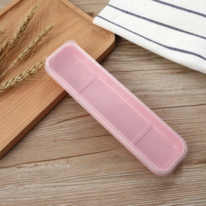 Tableware Box Portable Tableware Box Spoon Fork Storage Box Spoon, Fork, Chopsticks, Straw, Makeup Brush Storage Box - Pink