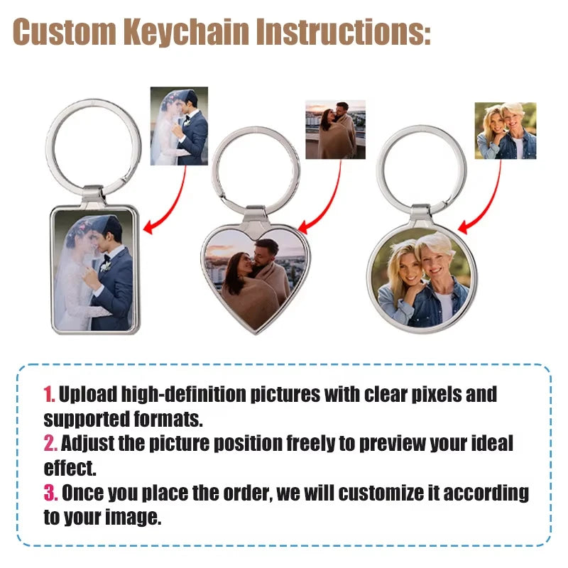Custom Photo Keychain Personalized Picture Keyring, Custom Memorial Keepsake Souvenir Gift for Birthday Anniversary Daily Mem