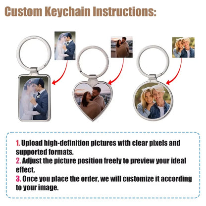Custom Photo Keychain Personalized Picture Keyring, Custom Memorial Keepsake Souvenir Gift for Birthday Anniversary Daily Mem