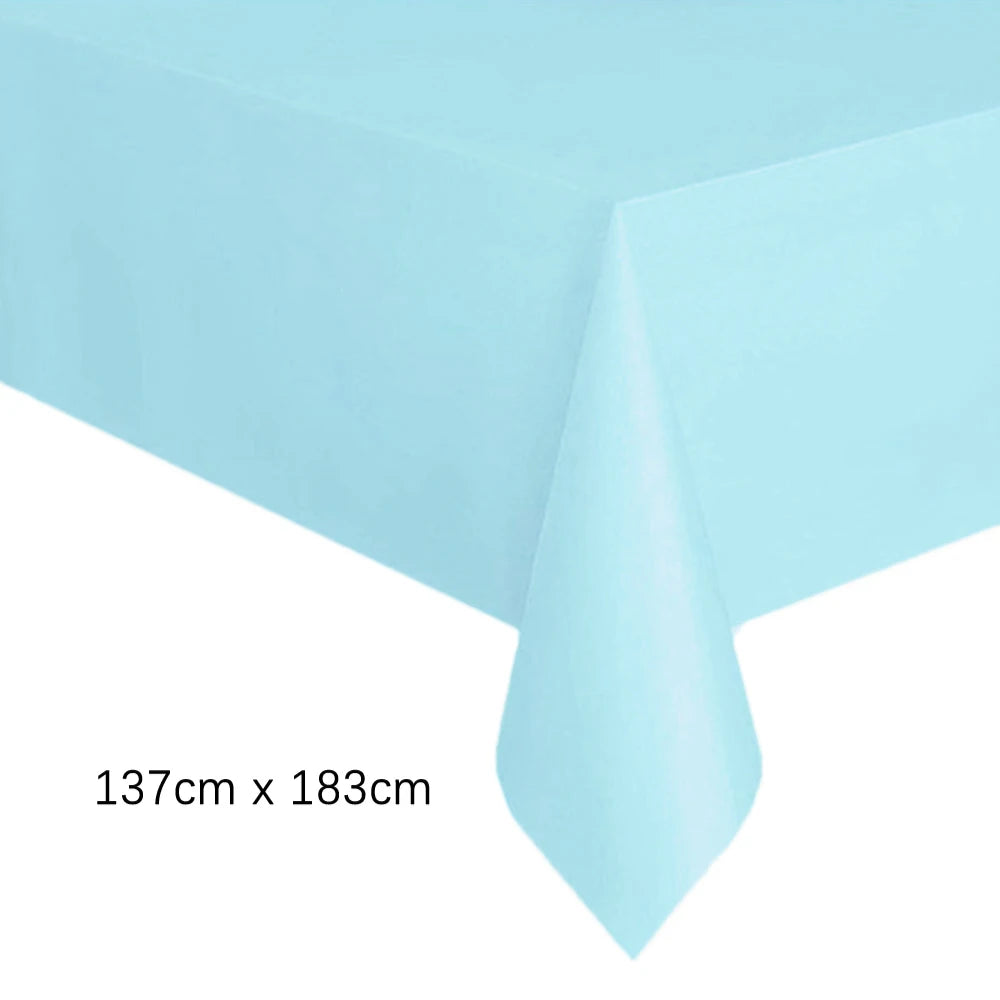 Disposable Tablecloth White Pink Table Cover Plastic Rectangle Desk Cloth for Birthday Wedding Party Table Decor Xmas - 1pc F