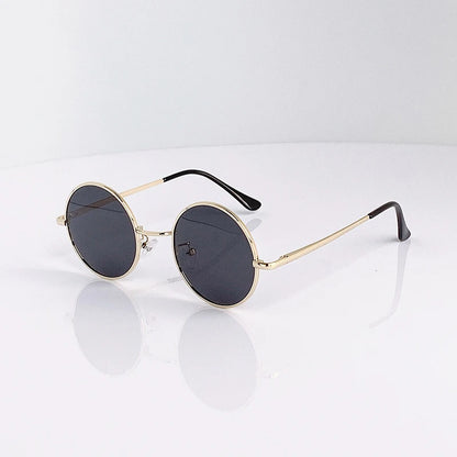 Retro Vintage Round Polarized Sunglasses Men Brand Designer Sun Glasses Women Alloy Metal Frame Black Lens Eyewear Driving UV