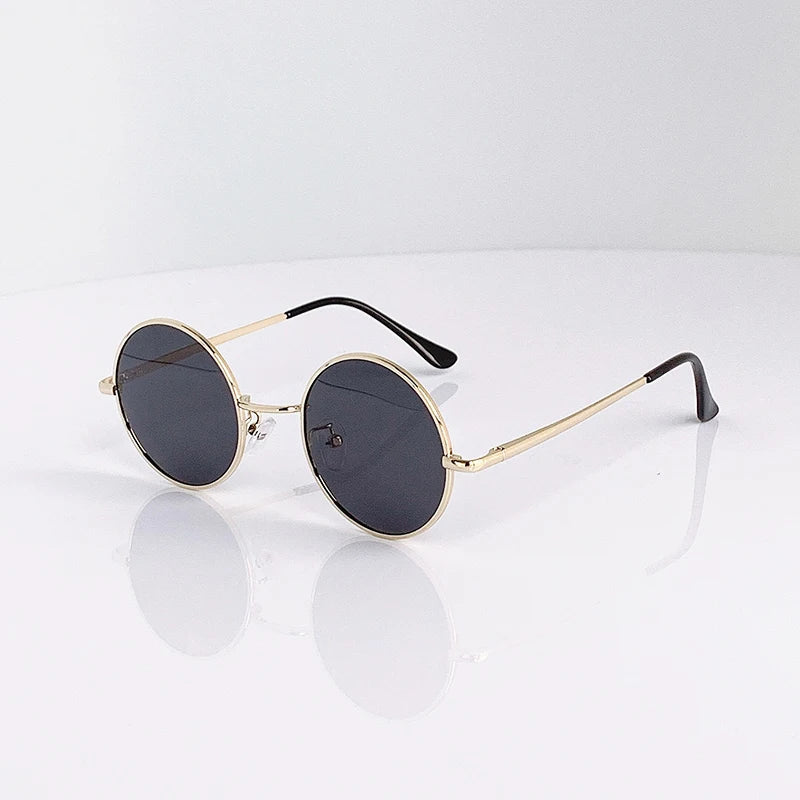 Retro Vintage Round Polarized Sunglasses Men Brand Designer Sun Glasses Women Alloy Metal Frame Black Lens Eyewear Driving UV