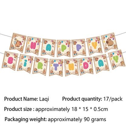 Birthday Decoration Capybara Birthday Invitation Card Cup Tablecloth Plate Napkin Poster Baby Shower Birthday Girl Party Favo
