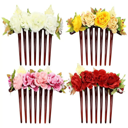 Bridal Hair Combs Rustic Wedding Floral Women Stimulation Flower Hairpins Brides Wedding Elegant Hair Accessories