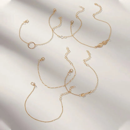 6Pcs/set Vintage Stone Moon Bracelet Set for Women Bohemian Geometric Gold Silver Color Tassel Metal Bracelets Jewelry Gift