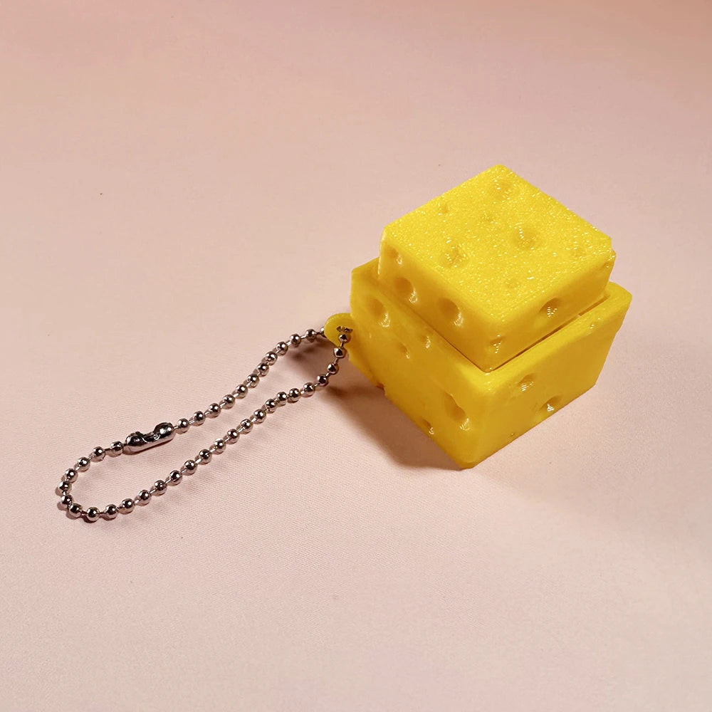 Calming Keychain Keys Finger Button Anti-stress Toys Strawberry Cake Ice Pizza Funny Decompression Gifts for Children Adults 
