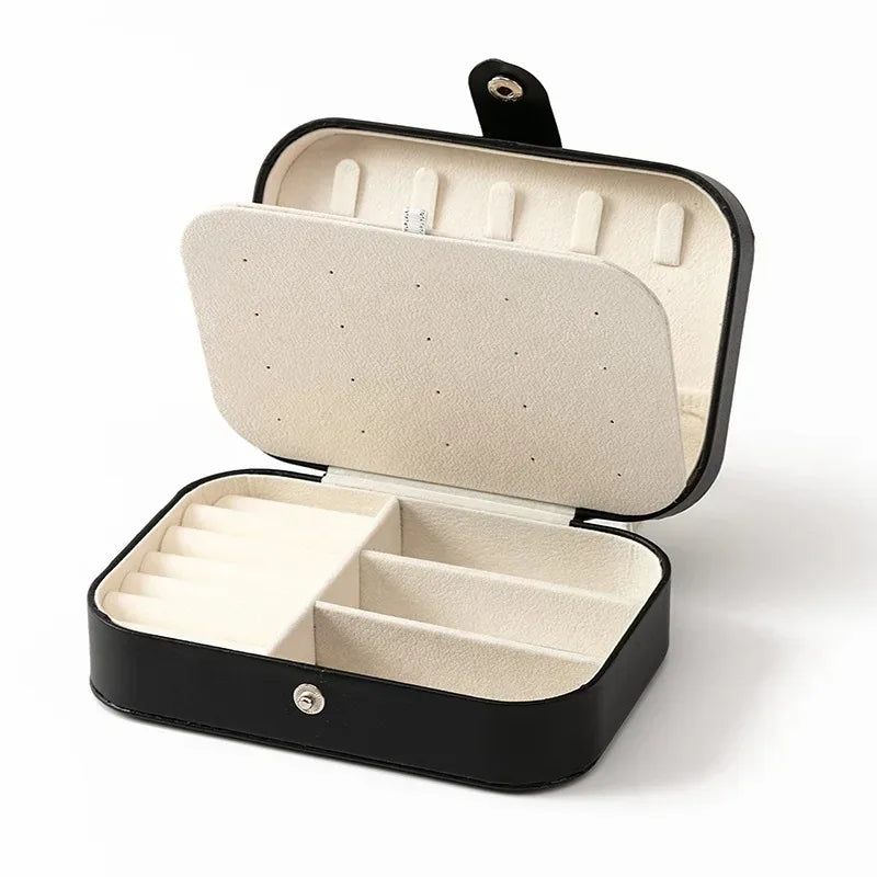 Portable Mini PU Leather Jewelry Box Velvet Lined Travel Case for Ring Earring Necklace Storage Organizer