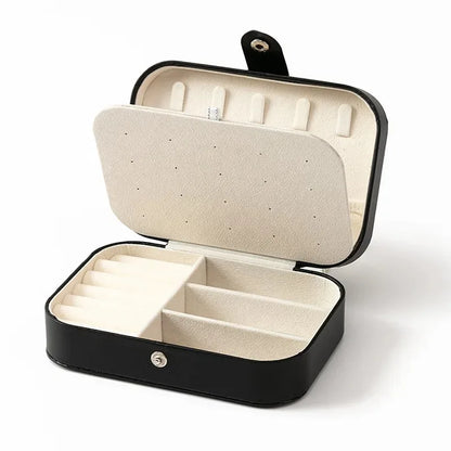 Portable Mini PU Leather Jewelry Box Velvet Lined Travel Case for Ring Earring Necklace Storage Organizer