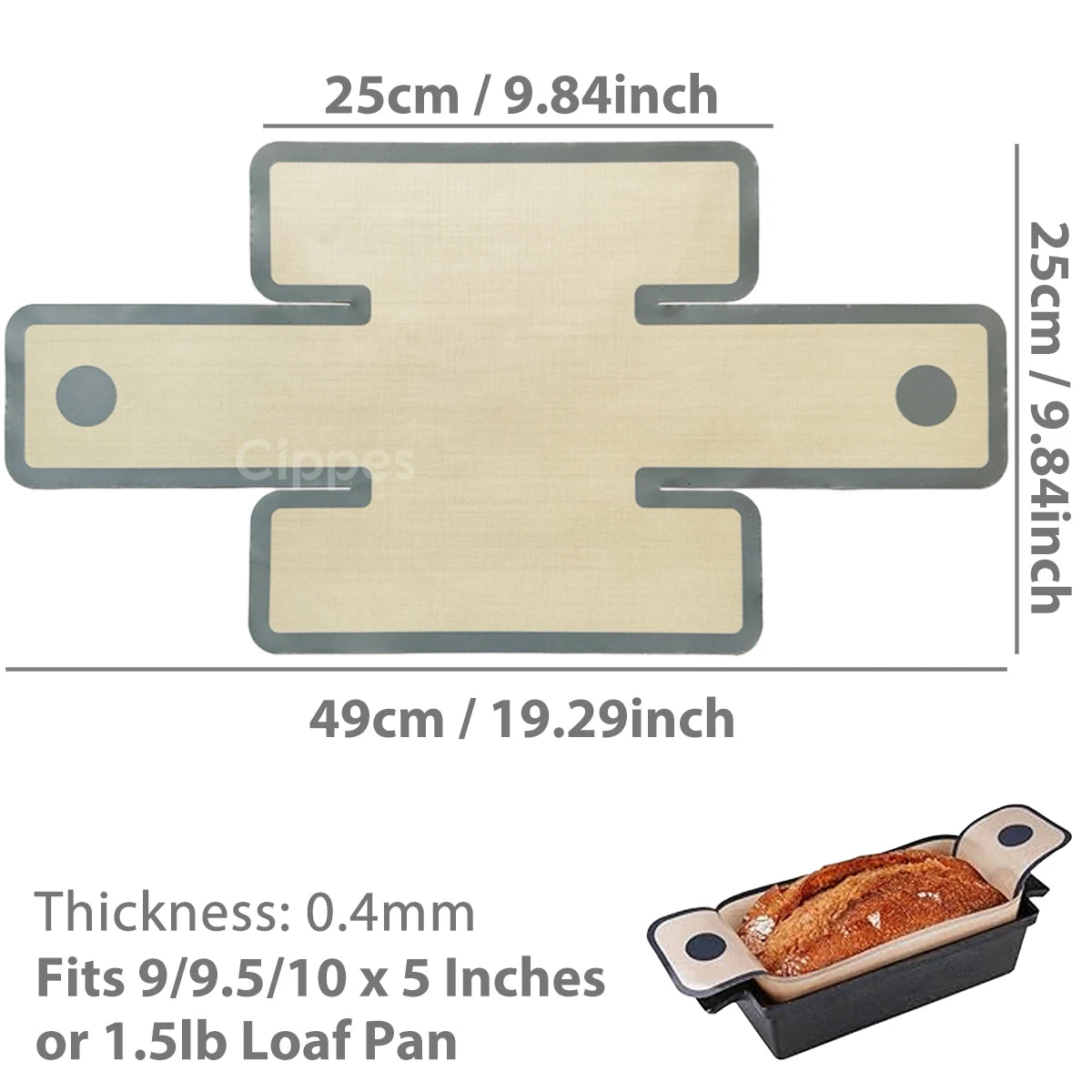 Silicone Bread Loaf Pan Liners, Reusable Nonstick Long Tab Handles Bread Pan Baking Mats, for 9x5inch Bread Pans, Heat Resist
