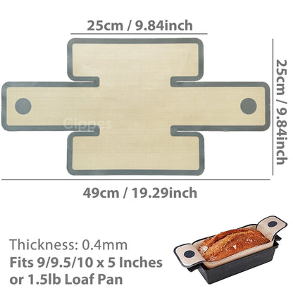 Silicone Bread Loaf Pan Liners, Reusable Nonstick Long Tab Handles Bread Pan Baking Mats, for 9x5inch Bread Pans, Heat Resist