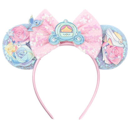 New Christmas Halloween Mouse Ears Headband Cartoon Sequin Bows Headband Birthday Party Princess Cosplay Costume For Women Ad