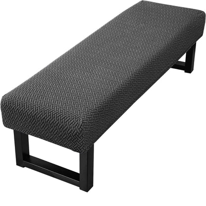 Stretch Jacquard Dining Bench Cover Living Room Anti-Dust Removable Bench Slipcover Washable Bench Seat Protector - Dark Grey