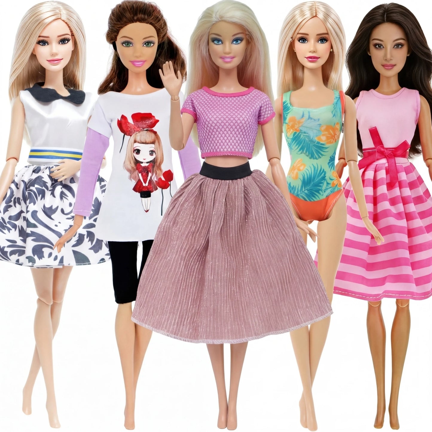 5 Set 3 Set Handmade Fashion Doll Outfit Daily Casual Wear Blouse Shirt Vest Bottom Pants Skirt Clothes for 1/6 Doll Accessor