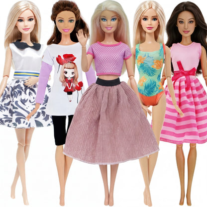 5 Set 3 Set Handmade Fashion Doll Outfit Daily Casual Wear Blouse Shirt Vest Bottom Pants Skirt Clothes for 1/6 Doll Accessor