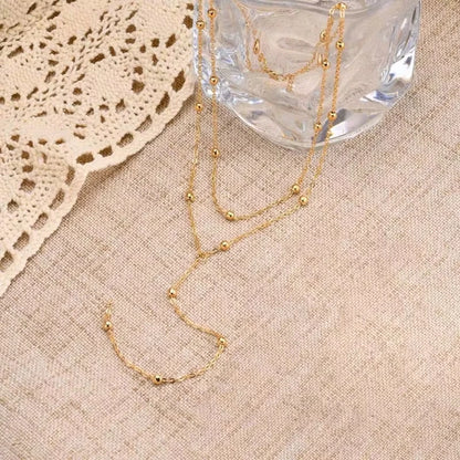 Stainless Steel Lariat Necklace Gold Plated, Dainty Long Necklace Laryered Necklaces For Women Girls, Y Shape Drop Pendant