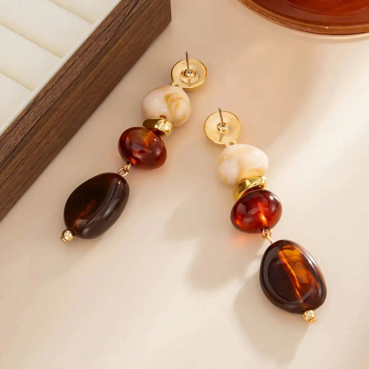SHIXIN Vintage Resin Acrylic Geometric Pendant Earrings for Women Bohemian Round Water Droplet Drop Earrings Jewelry Accessor