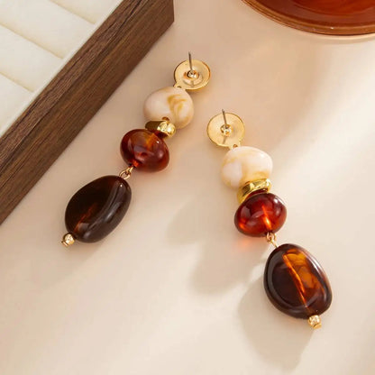 SHIXIN Vintage Resin Acrylic Geometric Pendant Earrings for Women Bohemian Round Water Droplet Drop Earrings Jewelry Accessor