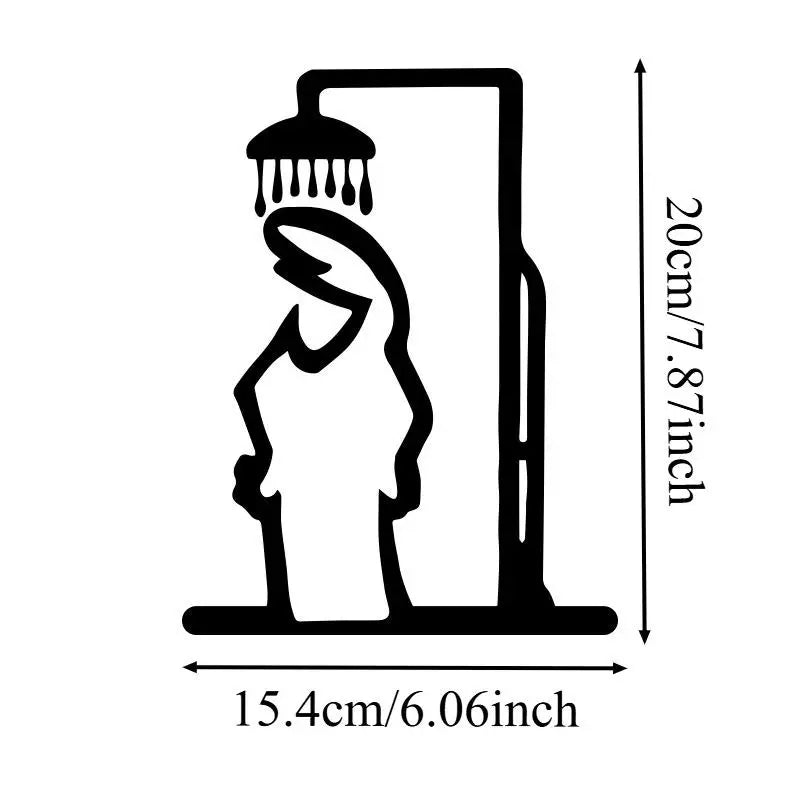 Black Shower Figure Wall Decoration Minimalist Line Metal Bathroom Sign Rustic Door Art Sign Funny Door Topper Home Decoratio