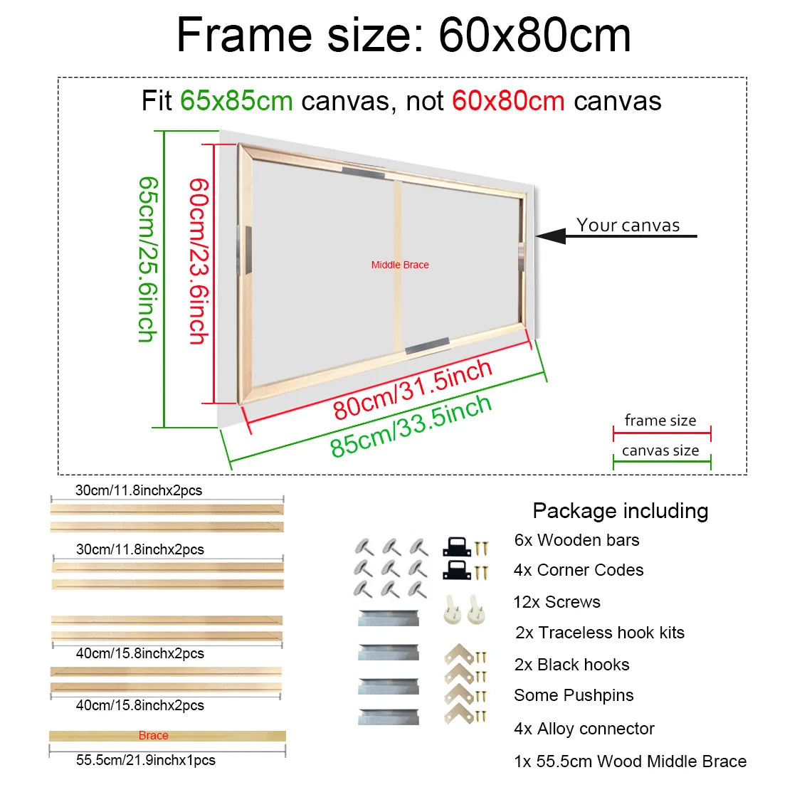 30x40 40x50 50x70 60x90 Canvas Frame Wooden Frames Wooden Photo Oil Painting Canvas Diamond Painting Frames Canvas Wood Wall