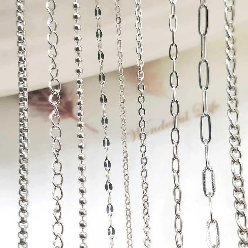 No Fade 2Meters Stainless Steel Chains for Jewelry Making DIY Necklace Bracelet Accessories Gold Chain Lips Beads Beaded Chai