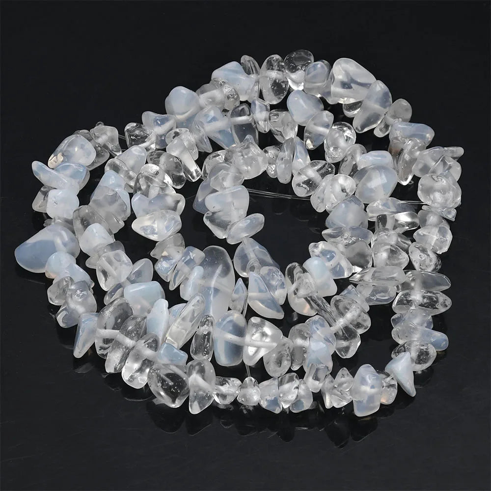 16 inch Natural Stone Beads Chips Beads 5-8mm Irregular Crystal Agate Gravel Beads Diy Bracelet For Jewelly HK058 - White opa