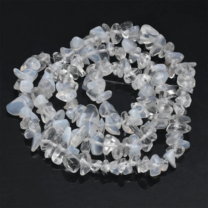 16 inch Natural Stone Beads Chips Beads 5-8mm Irregular Crystal Agate Gravel Beads Diy Bracelet For Jewelly HK058 - White opa