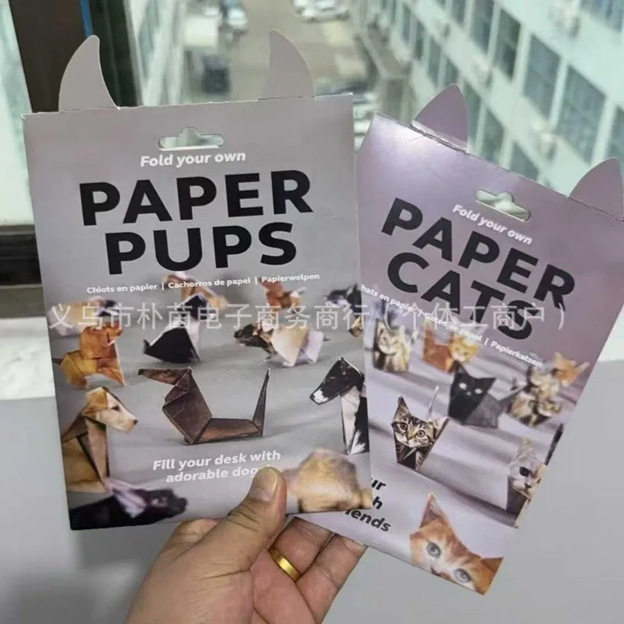 50 Sheets Creative DIY Origami Paper Animal Folding Set Cats Dogs Dinosaurs Fun Handmade Art Craft Folding Paper for Kids Gif